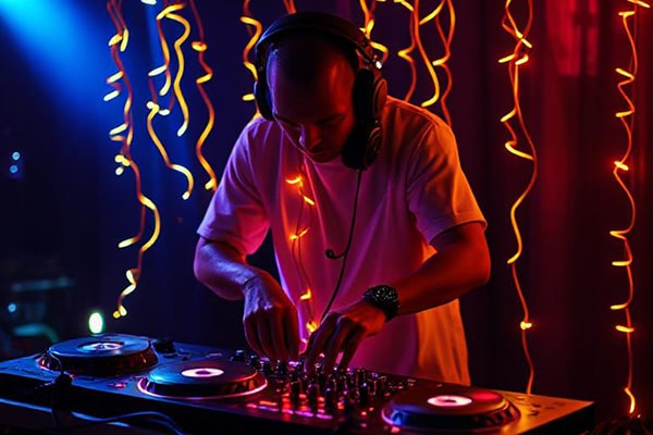 DJ on a controller at a party