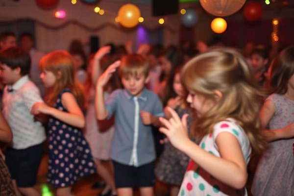 School disco with children dancing