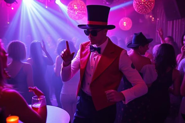 A party guest dressed on fancy dress